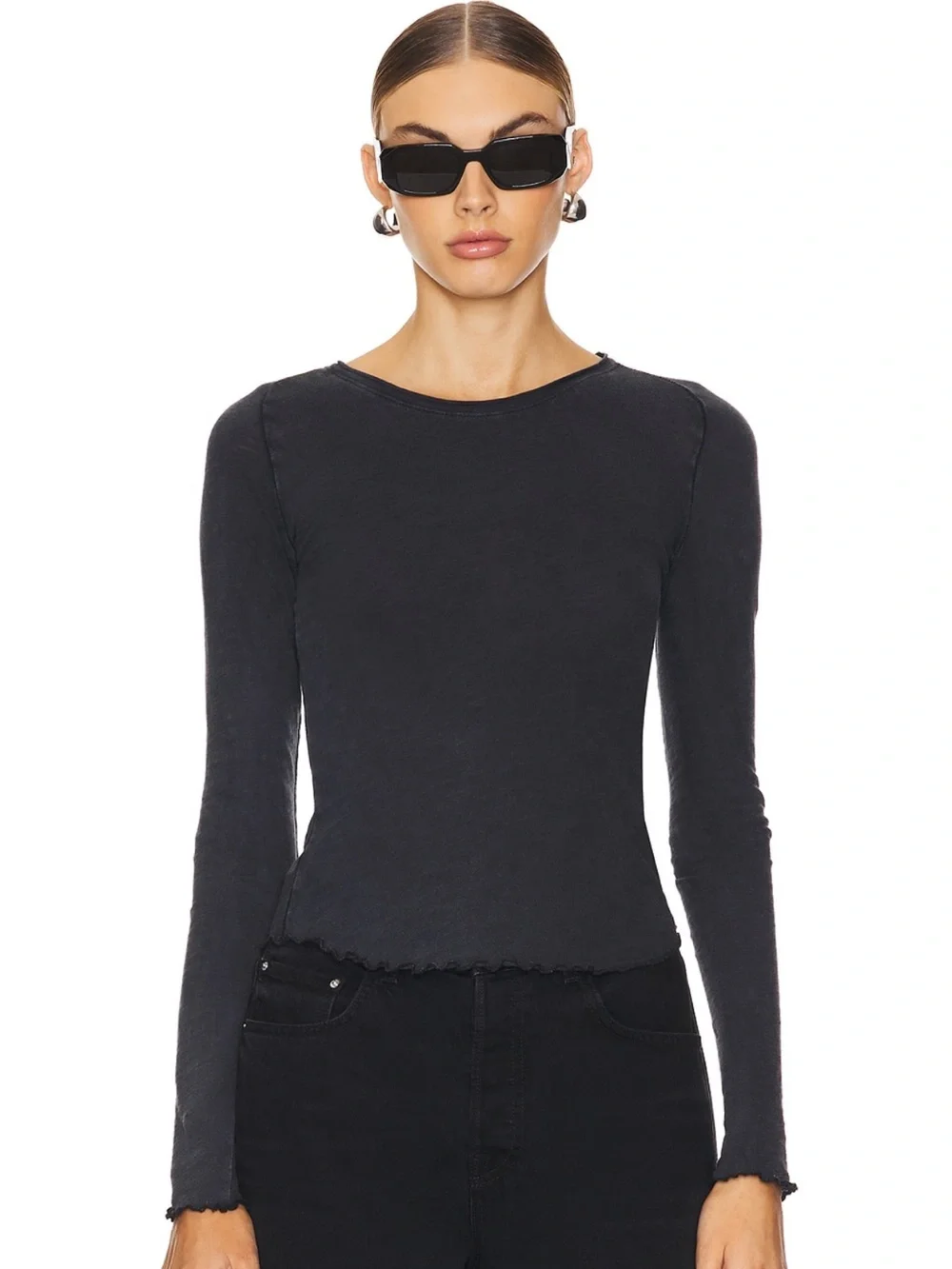 We the Free x Free People Be My Baby Long Sleeve Top in Black New